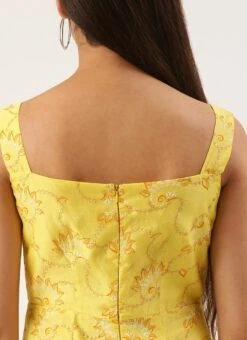 Yellow Foil Printed Jumpsuit Festive Wear -Mahra Clothing Shop Yellow Foil Printed Jumpsuit DRBS02208466 rrc2