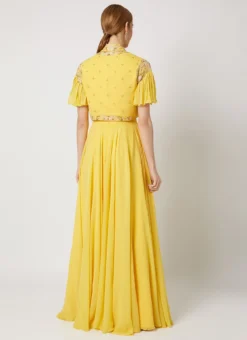 Yellow Georgette Embroidered Anarkali Suit Wedding Wear -Mahra Clothing Shop Yellow Georgette Embroidered Anarkali Suit SLDVC166 b