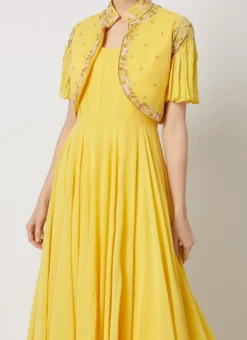 Yellow Georgette Embroidered Anarkali Suit Wedding Wear