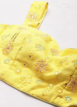 Bottom From Yellow Georgette Embroidered Crop Top N Sharara Set After Six Wear -Mahra Clothing Shop Yellow Georgette Embroidered Crop Top N Sharara Set IWBS02212558 rrc3