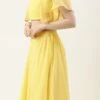 Teen Girls Yellow Georgette Embroidered Crop Top Skirt Set Party Wear