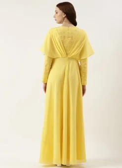 Teen Girls Yellow Georgette Embroidered Gown Festive Wear -Mahra Clothing Shop Yellow Georgette Embroidered Gown IWBS02212508 b