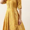 Teen Girls Yellow Jacquard Art Silk Floor Length Gown Festive Wear
