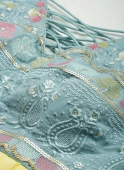 Teen Girls Yellow N Blue Georgette Sequins Gown Festive Wear -Mahra Clothing Shop Yellow N Blue Georgette Sequins Gown IWBS02208469 rrc1