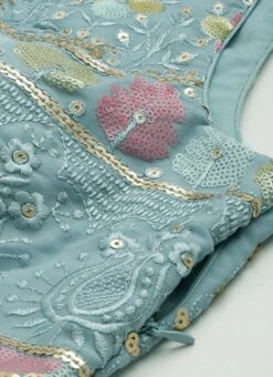 Teen Girls Yellow N Blue Georgette Sequins Gown Festive Wear -Mahra Clothing Shop Yellow N Blue Georgette Sequins Gown IWBS02208469 rrc3