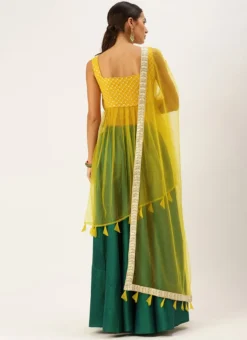 Yellow N Green Embroidered Long Choli Lehenga Festive Wear Party Wear -Mahra Clothing Shop Yellow N Green Embroidered Long Choli Lehenga GHBS02203552 b