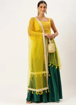 Yellow N Green Embroidered Long Choli Lehenga Festive Wear Party Wear -Mahra Clothing Shop Yellow N Green Embroidered Long Choli Lehenga GHBS02203552 u
