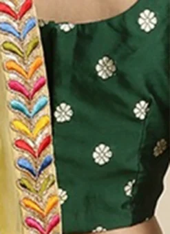 Green Jacquard N Yellow Organza Saree Party Wear -Mahra Clothing Shop Yellow N Green Jacquard Border Saree SABS02111076 rrc1