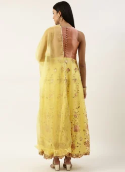 Yellow Organza Embroidered Anarkali Suit Festive Wear -Mahra Clothing Shop Yellow Organza Embroidered Anarkali Suit SLBS02211076 b