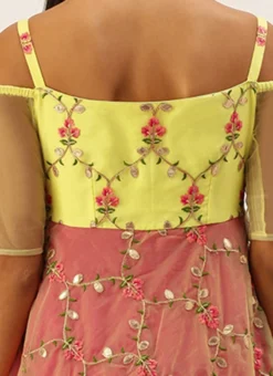 Yellow Organza N Hot Pink Layered Style Gown Festive Wear -Mahra Clothing Shop Yellow Organza N Hot Pink Layered Style Gown IWBS02206202 rrc2 1