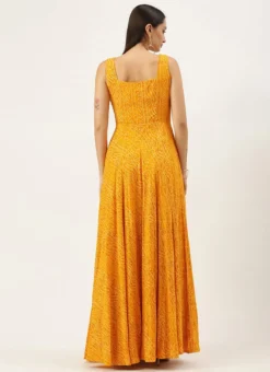 Yellow Printed Strap Neck Dress After Six Wear -Mahra Clothing Shop Yellow Printed Strap Neck Dress DRBS02109710 b