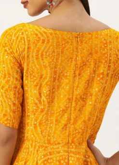 Yellow Printed Viscose Handkerchief Style Dress Festive Wear -Mahra Clothing Shop Yellow Printed Viscose Handkerchief Style Dress DRBS02110941 rrc2