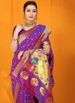 Zari Weaving Patola Silk Violet Color Saree Festive Wear -Mahra Clothing Shop Zari Weaving Patola Silk Violet Color Saree SASOM110987 b