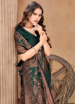 Zari Work Bottle Green Color Satin Silk Saree Festive Wear -Mahra Clothing Shop Zari Work Bottle Green Color Satin Silk Saree SASLI19826306 b