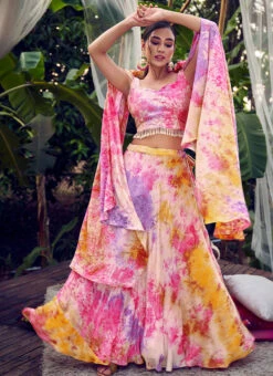 A Line Lehenga Purple Pink Satin Silk Digital Printed Work Party Wear -Mahra Clothing Shop a line lehenga purple pink satin silk digital printed work ghsom272314 u