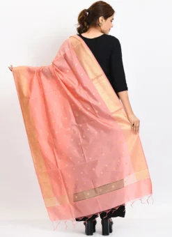 Baby Pink Banarasi Silk Weaving Work Dupatta Work Wear -Mahra Clothing Shop baby pink banarasi silk weaving work dupatta dpdmimfd179 b