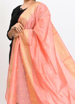 Baby Pink Banarasi Silk Weaving Work Dupatta Work Wear