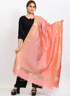 Baby Pink Banarasi Silk Weaving Work Dupatta Work Wear -Mahra Clothing Shop baby pink banarasi silk weaving work dupatta dpdmimfd179 u