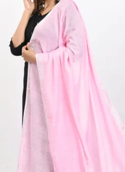 Baby Pink Linen Cotton Dupatta Work Wear