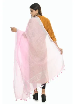 Baby Pink Linen Dupatta Work Wear -Mahra Clothing Shop baby pink linen dupatta dpdmimfd084 b