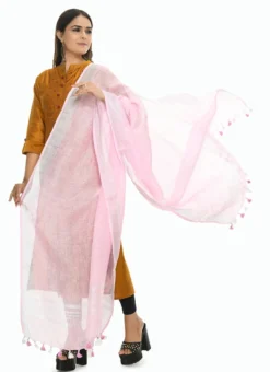 Baby Pink Linen Dupatta Work Wear -Mahra Clothing Shop baby pink linen dupatta dpdmimfd084 u