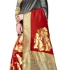 Banarasi Silk Woven Work Grey N Red Color Saree Festive Wear