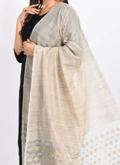 Beige Banarasi Cotton Dupatta Work Wear