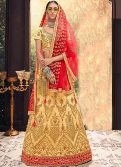 Beige Color Art Silk Embroidery A Line Lehenga Party Wear -Mahra Clothing Shop beige color art silk embroidery umbrella lehenga ghmkns3136 u