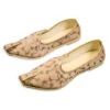 Beige Faux Leather Embroidered Mojri