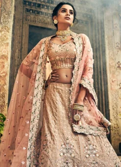 Beige Georgette A Line Lehenga Wedding Wear 7 Beige Georgette A Line Lehenga Wedding Wear -Mahra Clothing Shop beige georgette a line lehenga ghmkns3412 b