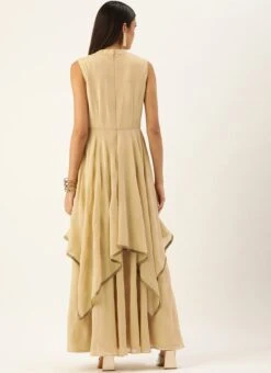 Beige Georgette Foil Printed Dress After Six Wear -Mahra Clothing Shop beige georgette foil printed dress DRBS02209651 b