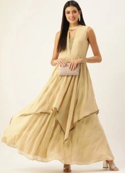 Beige Georgette Foil Printed Dress After Six Wear -Mahra Clothing Shop beige georgette foil printed dress DRBS02209651 u