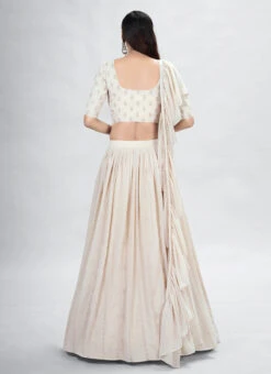 Beige Georgette Thread And Sequins Umbrella Lehenga Party Wear -Mahra Clothing Shop beige georgette thread and sequins umbrella lehenga ghsdrs10008 b