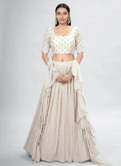 Beige Georgette Thread And Sequins Umbrella Lehenga Party Wear -Mahra Clothing Shop beige georgette thread and sequins umbrella lehenga ghsdrs10008 u