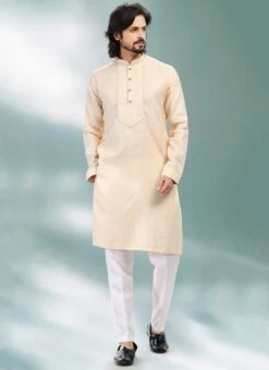 Front Page -Mahra Clothing Shop beige linen cotton embroidery kurta pyjama kpmsc2106 u