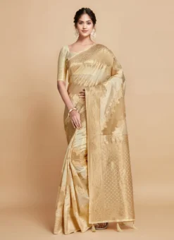 Beige Linen Weaving Work Saree Festive Wear -Mahra Clothing Shop beige linen weaving work saree sasacu9486 u
