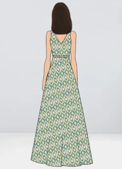 Beige N Sea Green Printed Floor Length Gown Party Wear