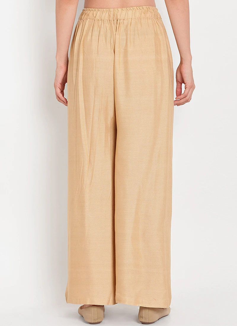 Beige Rayon Palazzo Pant Work Wear 4 Beige Rayon Palazzo Pant Work Wear - Image 4