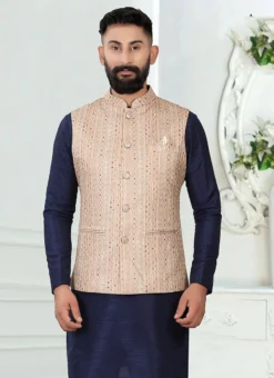 Beige Silk Digital Printed Nehru Jacket -Mahra Clothing Shop beige silk digital printed nehru jacket jmkmdc1311 b