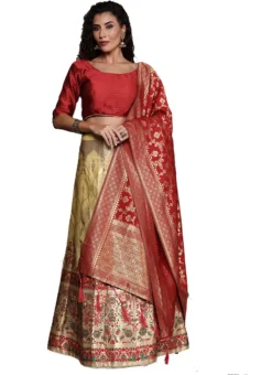 Beige Silk Weaving Work A Line Lehenga Festive Wear -Mahra Clothing Shop beige silk weaving work a line lehenga ghsstsktgrm17434 u