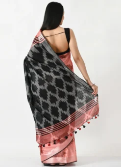 Black And Gajari Blended Cotton Sari After Six Wear -Mahra Clothing Shop black and gajari blended cotton sari sadmfs041 b