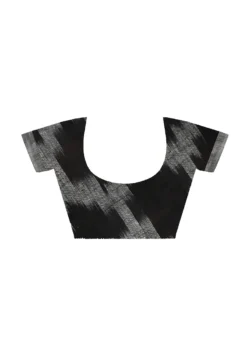 Black And Gajari Blended Cotton Sari After Six Wear