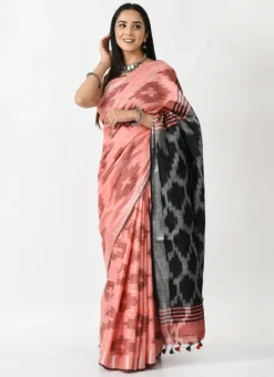 Black And Gajari Blended Cotton Sari After Six Wear -Mahra Clothing Shop black and gajari blended cotton sari sadmfs041 u