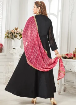 Black Art Silk Embroidered Gown Party Wear -Mahra Clothing Shop black art silk embroidered gown bgwrmnf824bl b