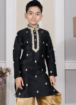 Black Art Silk Embroidery Kurta Pyjama Party Wear -Mahra Clothing Shop black art silk embroidery kurta pyjama kdmrg12042 b