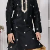 Black Art Silk Embroidery Kurta Pyjama Party Wear