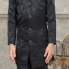 Black Art Silk Jacquard Indowestern Sherwani Party Wear