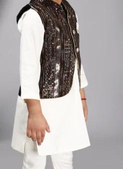 Black Art Silk Sequins Bandi Set Party Wear