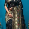 Black Banarasi Silk Jacquard Saree Festive Wear