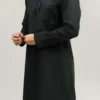 Black Blended Cotton Kurta Pyjama Festive Wear